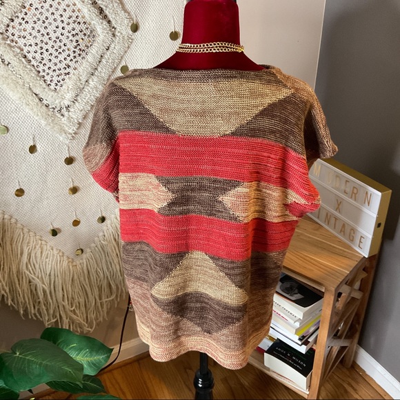 Lauren Ralph Lauren Geometric Southwestern Pattern Sweater Size S/M Brown - Picture 5 of 8
